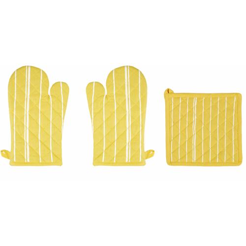 "Topfhandschuhe STUCO ""Streifen"" Topflappen gelb (sonnengelb, weiß) Topflappen und Topfhandschuh"
