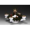 Adventsleuchter ALBIN PREISSLER "Weihnachtsstern, Weihnachtsdeko", gold (weiß, goldfarben), B:22cm H:19cm T:22cm, Massivholz, Kerzenhalter, Ø 22 cm, weiß, inkl. Tannenkranz