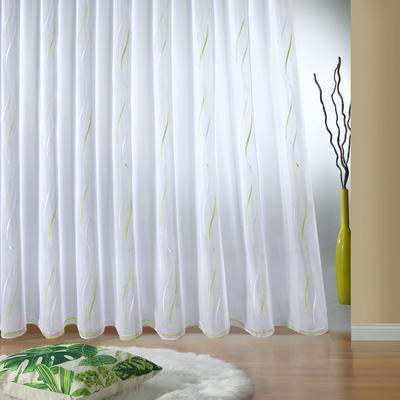 Gardine WECKBRODT "VIVIEN" Gr. 4, grün (weiß, grün), B:450cm H:145cm, Voile, Polyester, Gardinen, echte Stickerei, Voile, Allover, Motiv, Halbtransparent, gebogt, Store Image