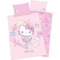 Babybettwäsche HELLO KITTY "Hello Kitty" Bettwäsche Gr. B/L: 100 cm x 135 cm (1 St.), B/L: 60 cm x 40 cm (1 St.), Renforcé (Bio-Baumwolle), rosa (rose) Renforcé-Bettwäsche