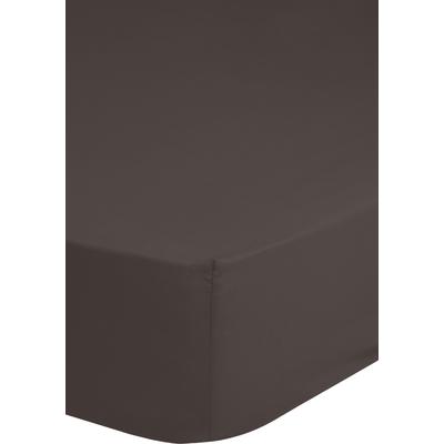 Spannbettlaken HIP "Hip in Gr. 90x200, 140x200 oder 180x200 cm", braun (chocolate), B:180cm L:220cm, Satin, Obermaterial: 100% Baumwolle, Laken, 100% Baumwolle, Mako-Satin, Rundumgummi, bis 25 cm Höhe Image