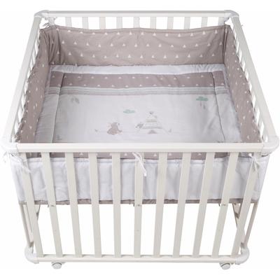 Laufgitter ROBA "Indibär, 100x100 cm", Baby, weiß, Laufställe, mit Stoffeinlage und Nestchen Image