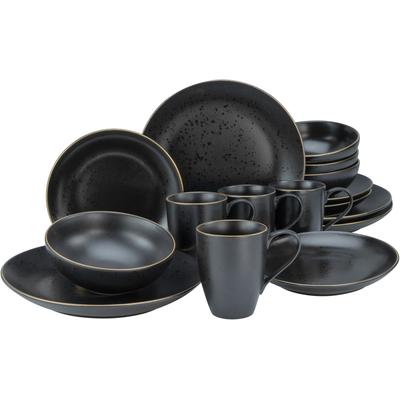 Kombiservice CREATABLE "Geschirr-Set Industrial", gold (schwarz, goldfarben), 16 tlg., Steinzeug, Geschirr-Sets, Service