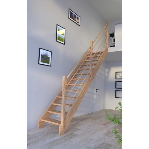 „STARWOOD Systemtreppe „“Massivholz Mykonos, Holz-Holz Design Geländer Rechts““ Treppen Durchgehende Wangenteile Gr. gerade, beige (natur) Treppen“