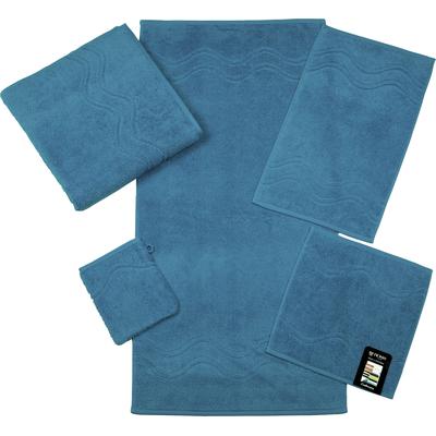 Gästehandtuch ROSS "Cashmere feeling", blau (petrol), B:30cm L:50cm, Frottier, Obermaterial: 100% Baumwolle, Handtücher (Packung), mit Wellen-Bordüre Image