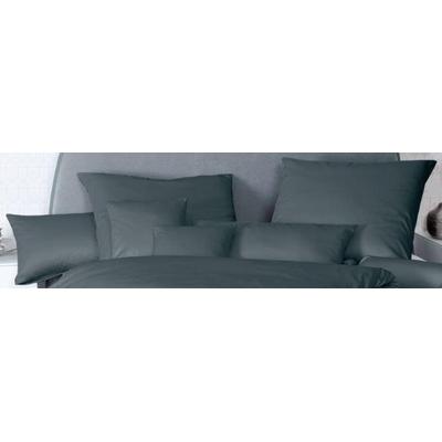 Kissenbezug JANINE "Colors Mako Satin", grau (anthrazit), B:80cm L:40cm, Mako-Satin, Mako-Satin, Kissenbezüge, mit Reißverschluss, uni Kissenhülle, feinfädig, 100% Baumwolle Image