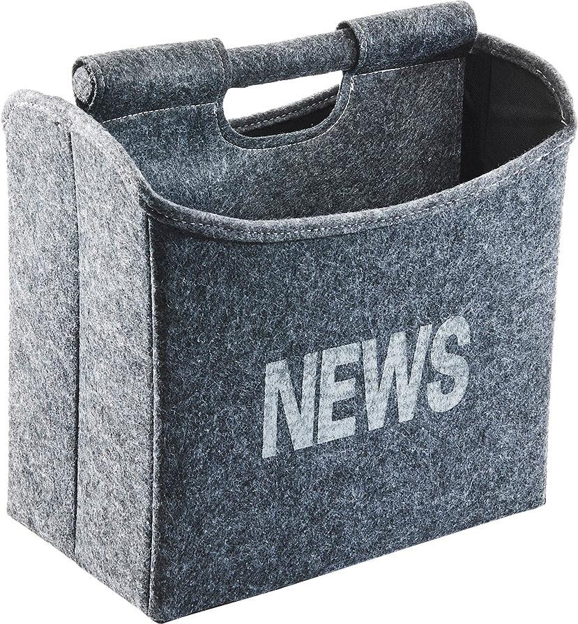 Zeitungsständer LOCKER "NEWS", grau, B:31cm H:31cm T:19cm, Filz, Zeitungsständer, faltbar