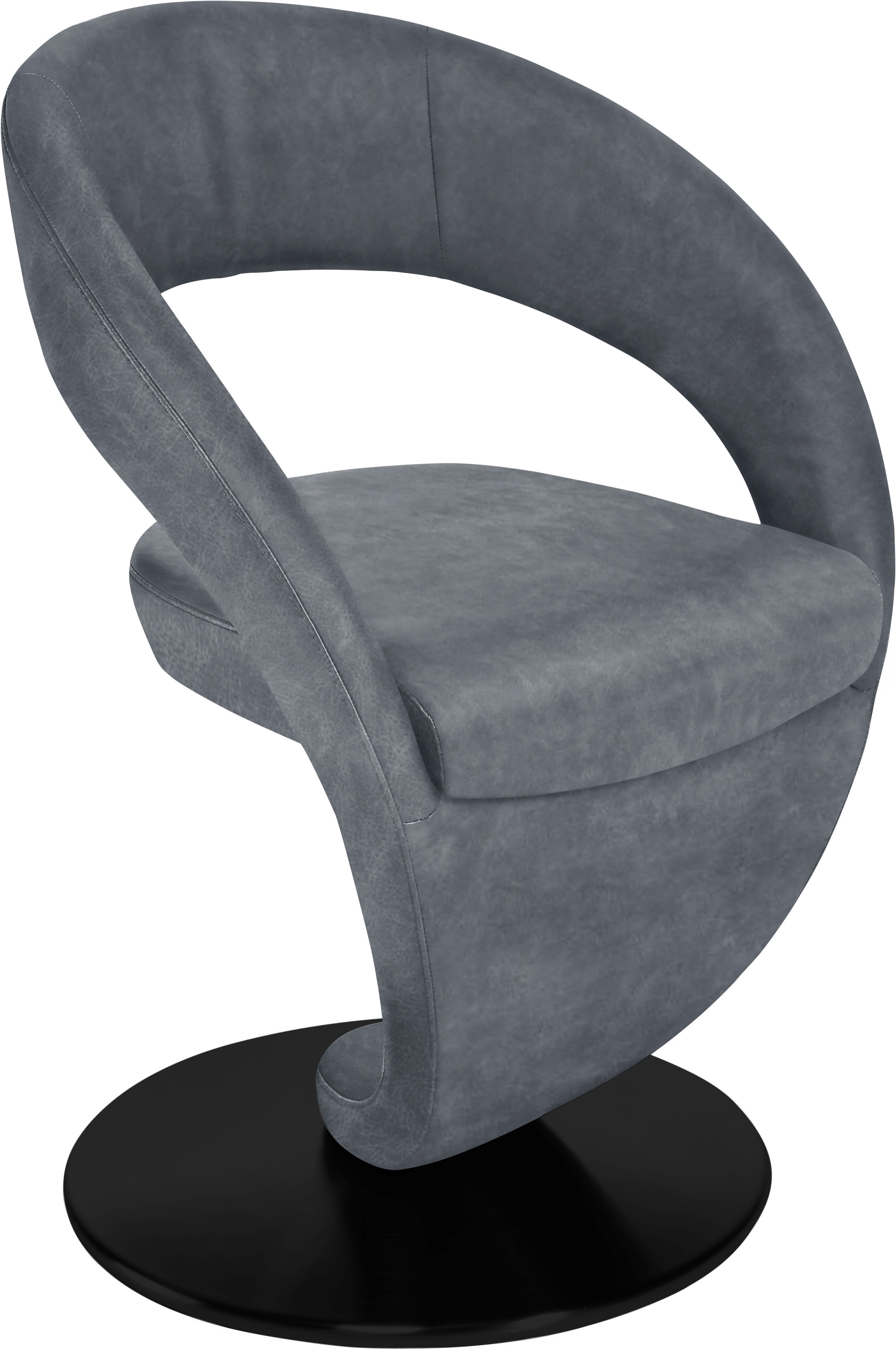 Drehstuhl K+W KOMFORT & WOHNEN "Wave", blau (blau, drehteller in metall schwarz struktur), B:62cm H:86cm T:61cm, 785: Microfaser, 100% Polyester, Stühle, Barhocker Drehstuhl Esszimmerstuhl, Design-Drehstuhl, schwarzer Drehteller