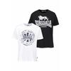 T-Shirt LONSDALE "DILDAWN", Herren, Gr. L (52/54), schwarz-weiß (schwarz, weiß), Single Jersey, Obermaterial: 100% Baumwolle, unifarben, sportlich, schmal hüftlang, Rundhals, Kurzarm, Shirts, Doppelpack, Topseller