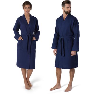 Kimono MÖVE "Homewear, ideal für Sauna & Spa, Hotelbademantel, Morgenmantel" Gr. M, blau (dunkelblau), L:110cm in Gr. M,