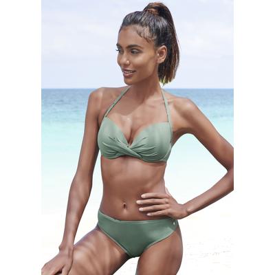 Push-Up-Bikini-Top S.OLIVER "Spain", Damen, Gr. 38, Cup B, grün (oliv), Microfaser, Microfaser, unifarben, Bikini-Oberteile, in Wickeloptik Image