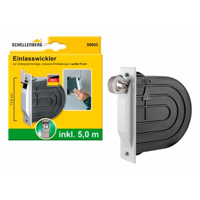 Einlass-Gurtwickler SCHELLENBERG "für das Rollladensystem Mini, Unterputz-Montage", weiß, B:4cm H:12,3cm T:14,2cm, Gurtwickler, inkl. Mauerkasten, Abdeckplatte und Rollladengurt Image