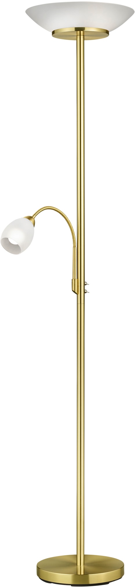 REALITY LEUCHTEN Deckenfluter "Gerry", grau (messingfarben), 2, Ø 34cm H: 180cm, 1 Stk., Leuchten, Schalter,Getrennt schaltbar,Flexibel, Leuchtmittel tauschbar, Deckenfluter