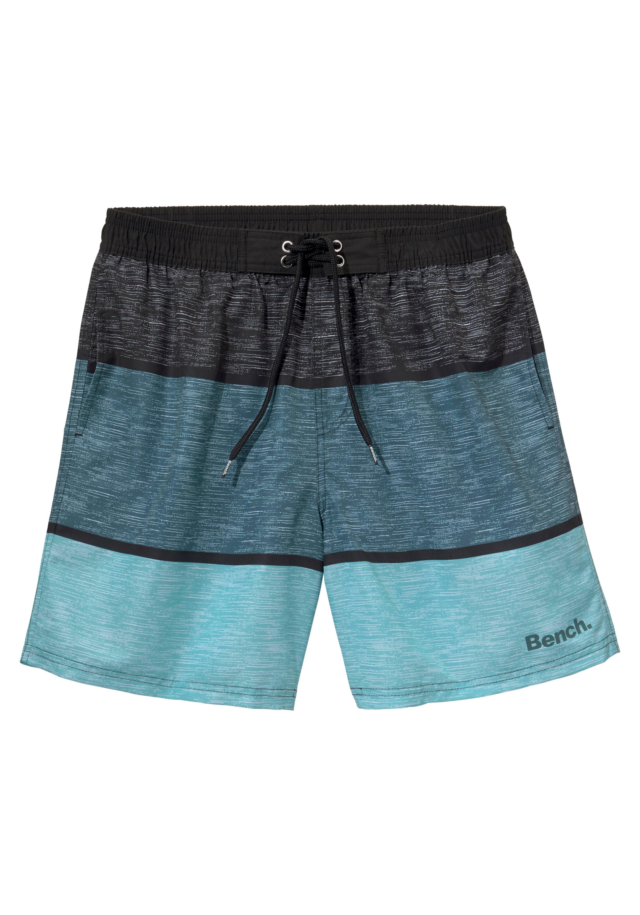 Badeshorts BENCH. "Mac Kids", Kinder, Gr. 134/140, N-Gr, schwarz (schwarz, blau), Microfaser, Polyester, Badehosen, mit Melangeoptik Image