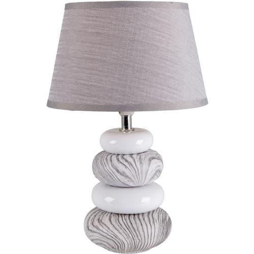 "Tischleuchte NÄVE ""Ares"" Leuchten Gr. 1 flammig, Ø 20 cm Höhe: 31 cm, grau (grau, weiß) Designerlampe Tischlampe Tischlampen Lampen Keramik"