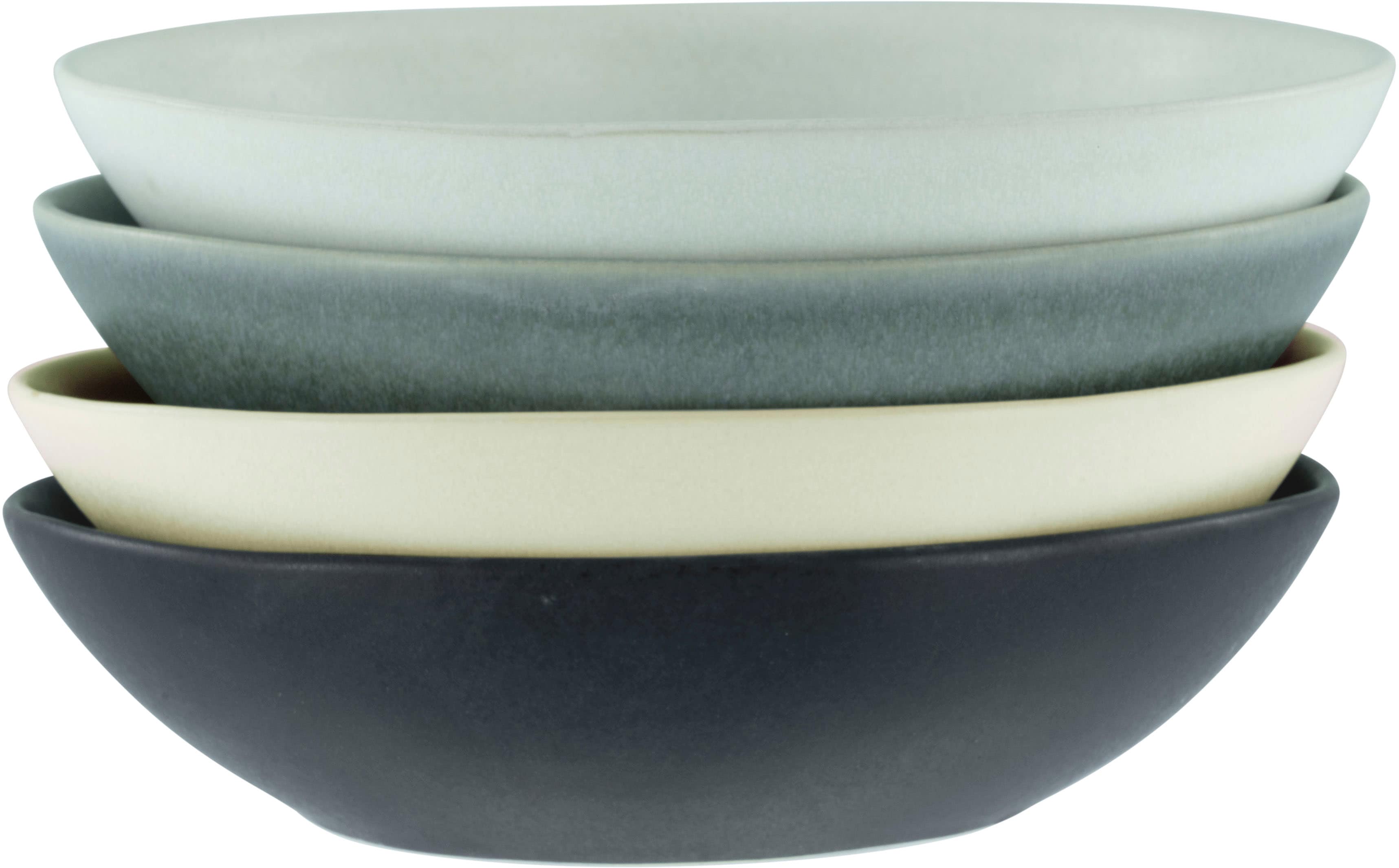 Servierschale CREATABLE "Pietra", bunt (schwarz, sand, grafit, hellgrau), B:20,5cm H:5,2cm L:16,5cm T:16,5cm, Steinzeug, Schüsseln, Servierschale, Salatschale, Snackschale, jedesStück ein Unikat, Made in Europe