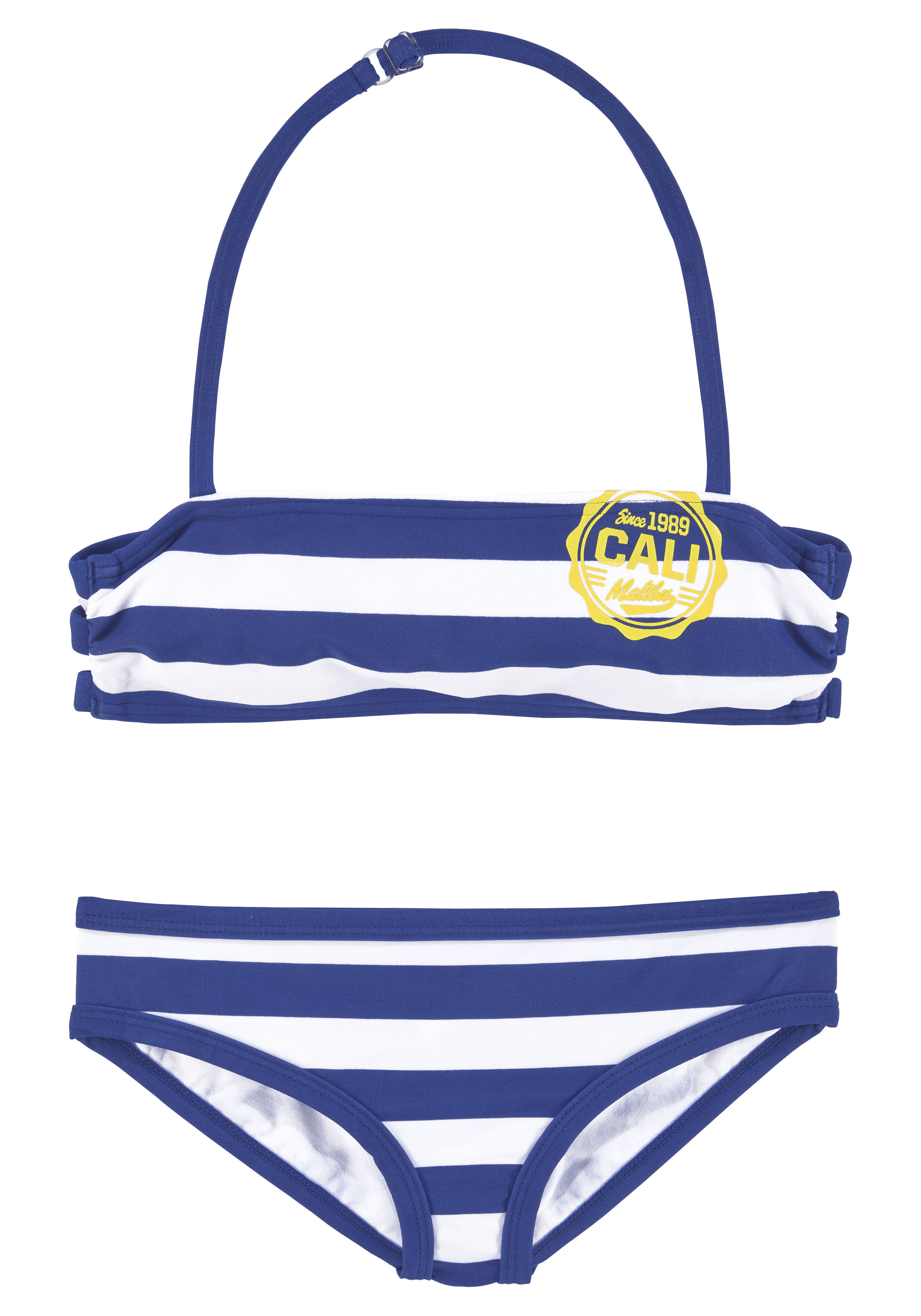 Bandeau-Bikini BENCH., Kinder, Gr. 134/140, N-Gr, blau (blau, weiß), Polyamid, gestreift, Bikini-Sets, mit trendigen Streifen Image