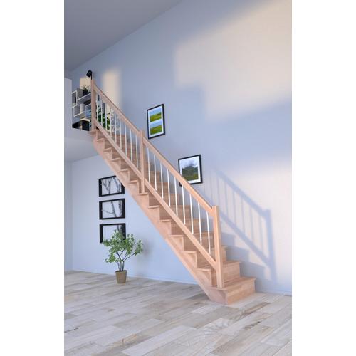 „STARWOOD Systemtreppe „“Massivholz Lindos, Holz-Edelstahl““ Treppen Durchgehende Wangenteile Gr. gerade, beige (natur) Treppen“