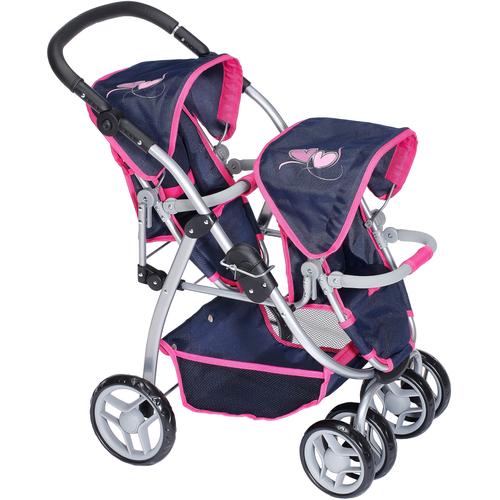 „Puppen-Zwillingsbuggy KNORRTOYS „“Milo – Flying Hearts Blue““ Puppenwagen blau (flying hearts blue) Kinder Puppenwagen -trage“