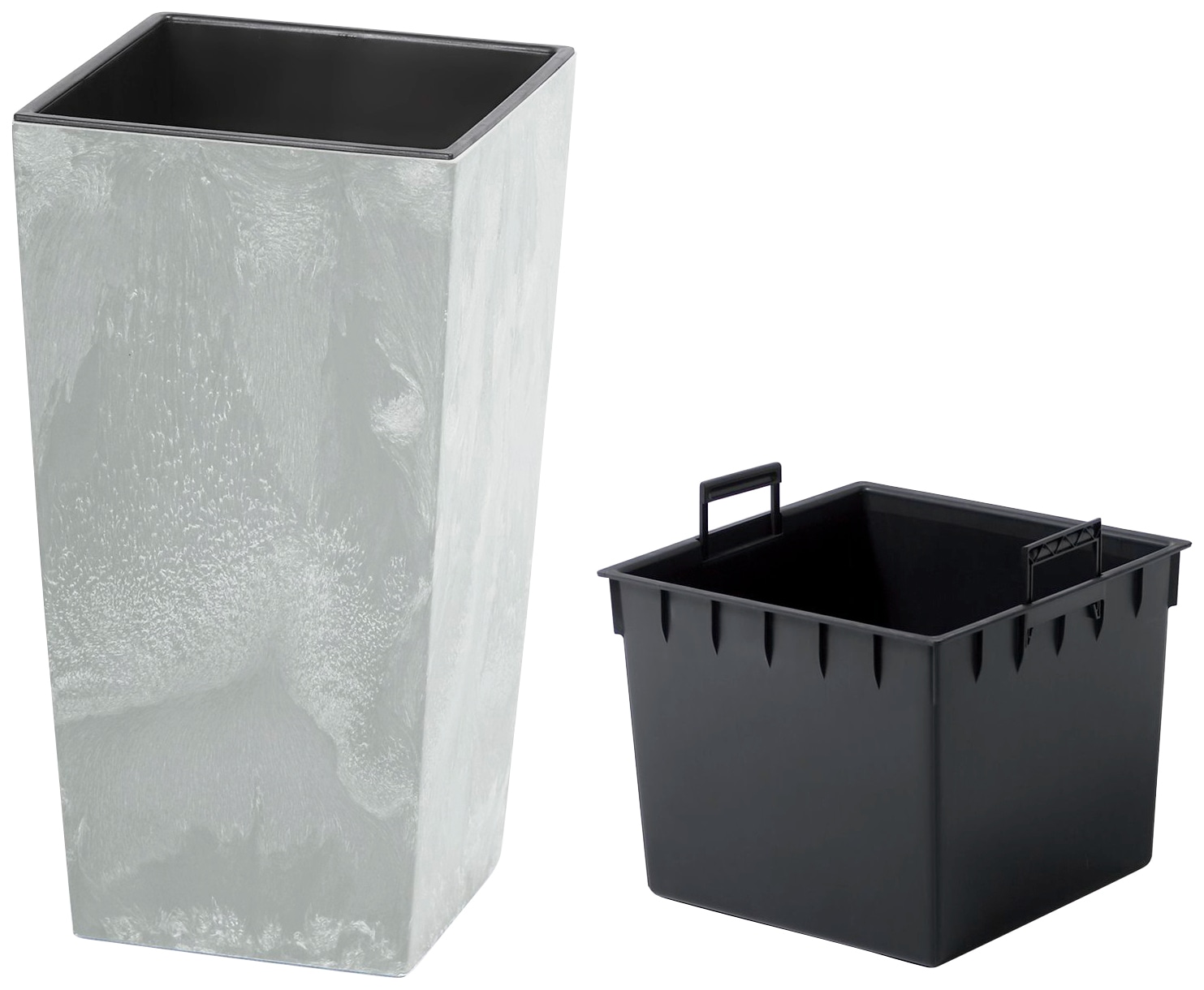 Pflanzkübel PROSPERPLAST "Urbi Square Beton", blau (betongrau), B:22cm H:42cm T:22cm, Polypropylen, Pflanzgefäße, Pflanzkübel, BxTxH: 22x22x42 cm