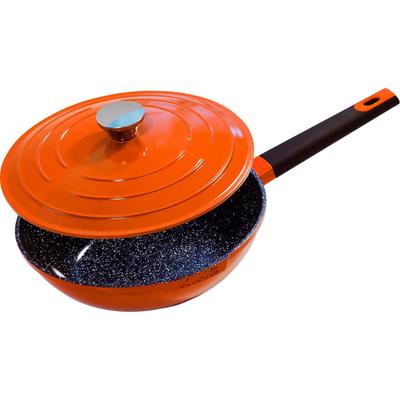 Wok KING "Shine Orange", orange (orange, schwarz), H:8cm Ø:28cm, Pfannen, Ø 28 cm, Induktion