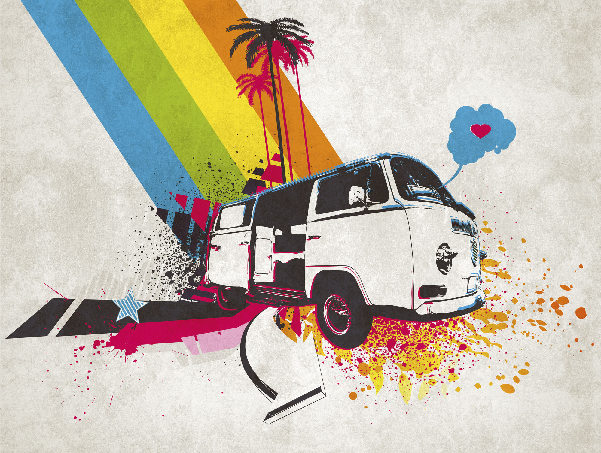 Kindertapete LIVING WALLS "The Wall", bunt (bunt grau), B:4m L:3m, Vinyl, Vlies, Tapeten, Fototapete Palmen Tapete Auto Tapeten Kinderzimmer Design Kinderzimmer