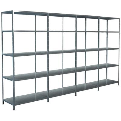 Steckregal SCHULTE REGALWELT "Stecksystem Grund- und 3x Anbauregale", silber (silberfarben), B:400cm H:200cm T:50cm, Sta