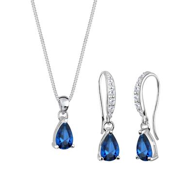 Elli - Saphirblau Tropfen Zirkonia Silber Schmuck-Set 1 ct Damen