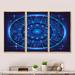 Design Art Neon Deep Horoscope Circle w/ Zodiac Signs - Modern Framed Canvas Wall Art Set Of 3 Canvas, Wood in Blue | 32 H x 48 W x 1 D in | Wayfair
