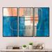 Design Art Modern Simply - Modern & Contemporary Framed Canvas Wall Art Set Of 3 Canvas, Wood in Blue | 20 H x 36 W x 1 D in | Wayfair