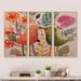 Design Art Smiling Bird Kiss - Cottage-Animal Framed Canvas Wall Art Set Of 3 Canvas, Wood in Green/Orange | 20 H x 36 W x 1 D in | Wayfair