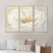 Design Art White Serene Peony - Traditional Framed Canvas Wall Art Set Of 3 Canvas, Wood in White/Yellow | 20 H x 36 W x 1 D in | Wayfair