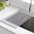 Kraus Kore Over the Sink Dish Rack Stainless Steel/Silicone in Gray | 0.375 H x 20.5 W x 12.75 D in | Wayfair KRM-10AQ