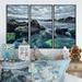 Rosecliff Heights Sea Waves Impacting Rock On The Beach - Nautical & Coastal Framed Canvas Wall Art Set Of 3 Metal in Gray | Wayfair