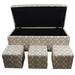 Everly Quinn Taupe Geometric Storage Bench w/ Ottomans Four Piece Set Polyester in Brown | 17.75 H x 17 W x 36 D in | Wayfair