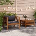 Ebern Designs 2 Piece Patio Sofa Set w/ Cushions Acacia Wood in Gray | 24.6 H x 25.6 W x 27.2 D in | Wayfair 41FC10AE2E294B7DA88CBCDC61196A93