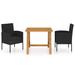 Winston Porter 3 Piece Dining Table & Chairs Patio Conversation Set Wood/Wicker/Rattan in Black | 34.65 W x 22.05 D in | Wayfair