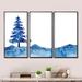 The Holiday Aisle® Christmas Pine Tree In Blue - Transitional Framed Canvas Wall Art Set Of 3 Metal in Blue/White | 32 H x 48 W x 1 D in | Wayfair