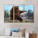 Loon Peak® Bear Standing Bear - Traditional Framed Canvas Wall Art Set Of 3 Metal in Brown | 32 H x 48 W x 1 D in | Wayfair