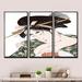 Red Barrel Studio® Japanese Ukiyo-E Woman - Mid-Century Modern Framed Canvas Wall Art Set Of 3 Metal in Green | 32 H x 48 W x 1 D in | Wayfair