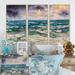 Rosecliff Heights Sea Waves & Dramatic Sky - Nautical & Coastal Framed Canvas Wall Art Set Of 3 Canvas, Wood in White | 28 H x 36 W x 1 D in | Wayfair