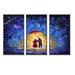 Red Barrel Studio® Couple In Love Walks Under Glowing Umbrella - 3 Piece Painting on Canvas Metal in Black/Blue/Orange | Wayfair