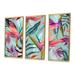 Bayou Breeze Tropical Vintage Flowers VI - 3 Piece Graphic Art on Canvas Canvas, Wood in White | 20 H x 36 W x 1 D in | Wayfair