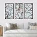 Red Barrel Studio® Chinoiserie w/ Birds & Peonies X - 3 Piece Painting on Canvas Canvas, Wood in White | 20 H x 36 W x 1 D in | Wayfair