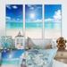 Rosecliff Heights Sand & Blue Caribbean Sea - 3 Piece Floater Frame Photograph on Canvas Canvas, Wood in White | 20 H x 36 W x 1 D in | Wayfair