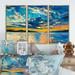 Rosecliff Heights Orange Sunset w/ Blue Sky - 3 Piece Floater Frame Painting on Canvas Canvas, Wood in White | 28 H x 36 W x 1 D in | Wayfair