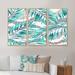 Bayou Breeze Green Palm Curly Leaf Waves - Traditional Framed Canvas Wall Art Set Of 3 Canvas, Wood in White | 20 H x 36 W x 1 D in | Wayfair