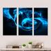 Orren Ellis Fractal 3D Circled Blue Waves - Abstract Framed Canvas Wall Art Set of 3 Canvas, Wood in White | 28 H x 36 W x 1 D in | Wayfair