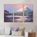 Loon Peak® Winter Landscape w/ Mountain Lake Under Evening - Lake House Framed Canvas Wall Art Set Of 3 Canvas, in White | Wayfair