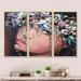 Everly Quinn Portrait of a Young Lady w/ Flowers II - Modern Framed Canvas Wall Art Set Of 3 Canvas, Wood in White | 20 H x 36 W x 1 D in | Wayfair